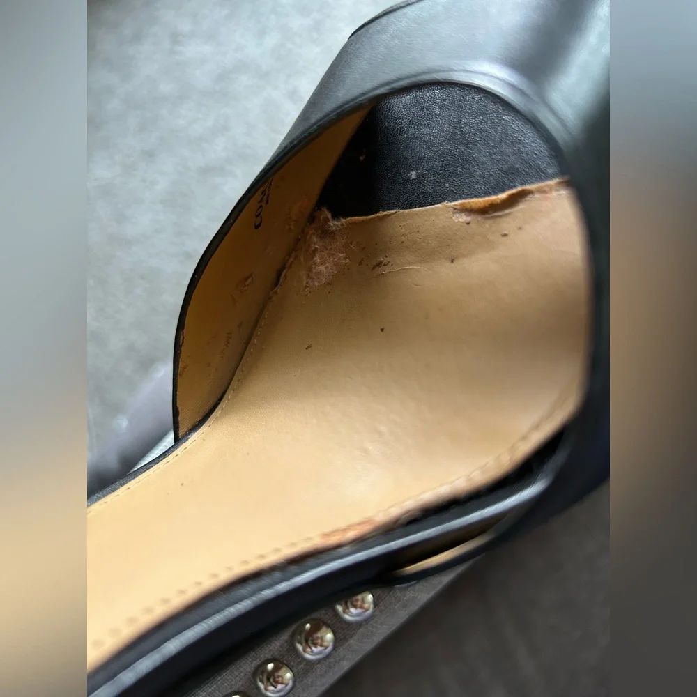 Coach Wexwood Semi Matte Calf Leather Peep Toe Heels in Original Box Size 8.5 - Picture 15 of 15